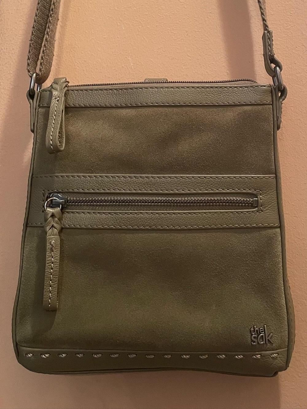 The Sak Iris Mixed Material Crossbody Bag - Olive Green Read